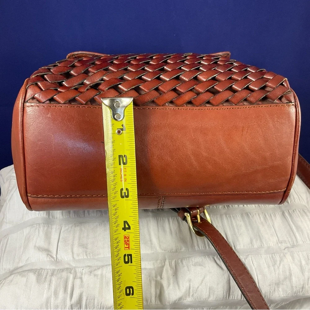 Etienne Aigner Woven Leather Crossbody in Rich Brown with Gold Hardware - Picture 10 of 16